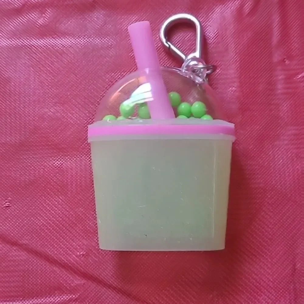 Smiley Face Kids Keychain - Pink and Green